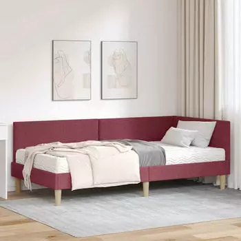 vidaXL Eckbettgestell mit Matratze Sonstiges 2 pcs Grau Stoff (3393736)
