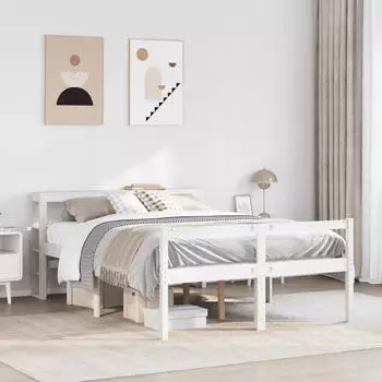 vidaXL Seniorenbett mit Kopfteil ohne Matratze Weiß 120x200 cm (3305864)