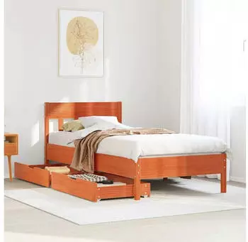 vidaXL Massivholzbett ohne Matratze Wachsbraun 90x190 cm Kiefernholz (3301889)