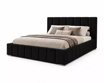 Marpur ALMA Polsterbett mit Kopfteil und Bettkasten, 180x200cm, Velour Schwarz (Bed_Alma_180x200_Amor_Velvet_4322)