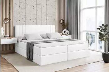 ALTDECOR Idriko Boxspringbett mit Matratze H4, Topper & Lattenrost, Kunstleder Wei&szlig;, 180x200cm