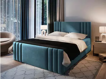 Masseno KANES Boxspringbett 140x200cm mit Bettkasten, Blau (KANES 140X200 CM CASABLANCA 13)