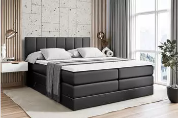 ALTDECOR Moeti King Boxspringbett 140x200cm Kunstleder Schwarz H3/H4 mit Bettkasten