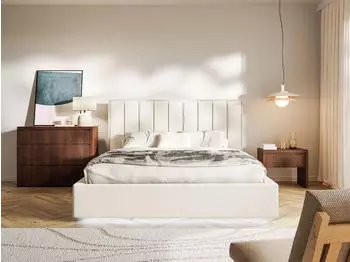 Selsey Togents Polsterbett 160x200cm Veloursbezug LED, Creme
