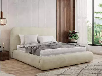 MKS Meble Benea Classic Polsterbett mit Bettkasten & Lattenrost, Beige, 140x200cm