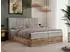 MKS Meble Bellissimo Boxspringbett mit Topper, Eiche Wotan Rahmen, Hellgrau, 180x200cm