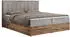 MKS Meble Bellissimo Boxspringbett mit Topper, Eiche Wotan Rahmen, Hellgrau, 180x200cm