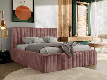 MKS Meble Tiliano Classic Polsterbett mit Bettkasten, Cord, Rosa, 180x200cm