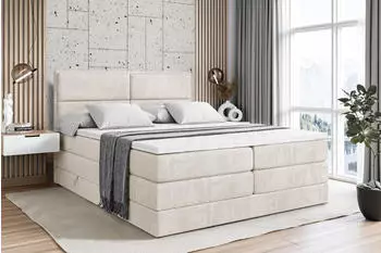 ALTDECOR Aura King Boxspringbett 200x200cm Creme Samt H3/H4 Matratzen mit Bettkasten