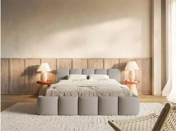 Selsey Cloudy Low Polsterbett Bouclé Hellgrau 180x200cm mit Bettkasten (Cloudy Low)