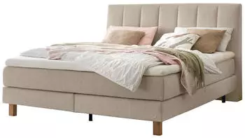 Hasena Pronto Reina Boxspringbett 160x200 F&uuml;&szlig;e Eiche bright, sand (Glamour Top soft)