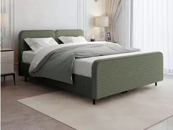 Beautysofa LEA Polsterbett mit Bettkasten & Gaslift, Rippstoff Gr&uuml;n (Tilia 37), 180x200cm