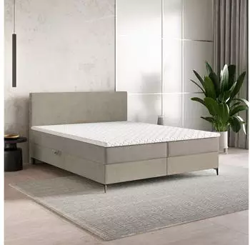 Masseno TORREL Boxspringbett 160x200cm mit Bonell-Matratze und Topper, Beige (TORREL 160X200 CM POSO 02 + PAROS 02)