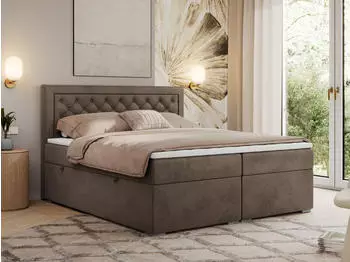 MKS Meble JASIR Boxspringbett 200x200 Polsterbett mit Multipocket-Matratze und Bettkasten (JASIR)
