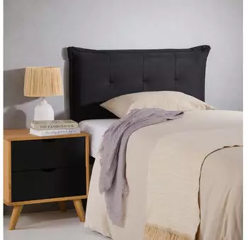 Idimex JALEYA Kopfteil 90cm, gepolstert, Holzbeine, Schwarz (73152)