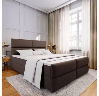 Masseno Mulen Boxspringbett 160x200cm mit Matratze, Topper & Bettkasten, Braun (SAWANA 16)