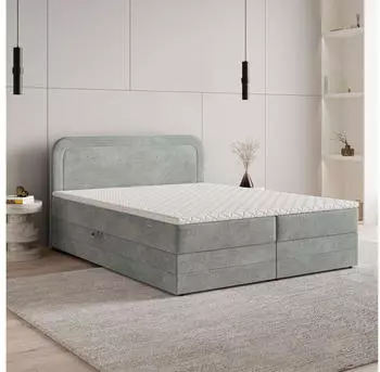 Masseno ARMEL Boxspringbett 160x200cm mit Bettkasten, Hellgrau (ARMEL 160X200 CM MONOLITH 84)