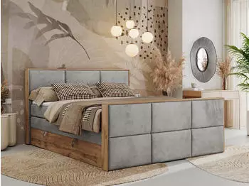 MKS Meble Albero 2 King Duo Boxspringbett 140x200cm Multipocket-Matratzen Hellgrau Velvet H4