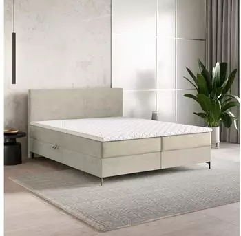 Masseno TORREL Boxspringbett 160x200cm mit Bonell-Matratze und Topper, Creme (TORREL 160X200 CM POSO 100 + PAROS 01)