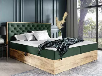 Mirjan24 Wood 3 Boxspringbett mit Bettkästen, Eiche Wotan, 180x200cm (Wood 3)