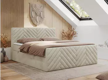 MKS Meble Paris Duo Boxspringbett 160x200cm, Bettkasten, H3, Beige Velvet (Paris Duo)