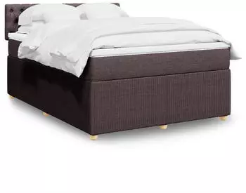 vidaXL Boxspringbett mit Matratze Stoff Dunkelbraun 160x200cm (3287517)