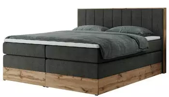 MKS Meble Bellissimo King Boxspringbett 160x200 mit Bettkasten, Wotan Eiche/Dunkelgrau, H4