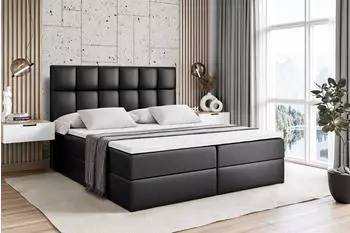 ALTDECOR RICAR Boxspringbett mit Bettkasten, Kunstleder Schwarz, 120x200cm