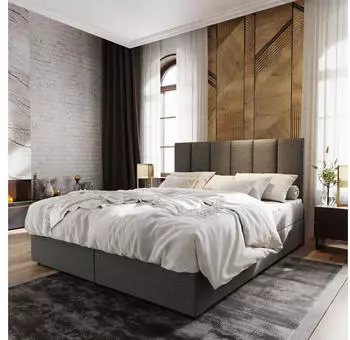 Masseno Meril Boxspringbett mit Bettkasten, Hellgrau (Stoff SAWANA 21), 160x200cm (Meril)