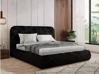 MKS Meble Benea Classic Polsterbett mit Bettkasten & Lattenrost, 160x200cm, Schwarz