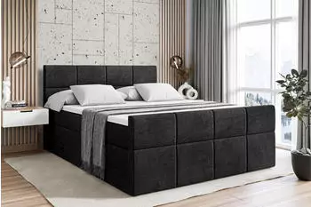 ALTDECOR Ardeni-Z King Boxspringbett 180x200cm Samt Schwarz H3/H4 mit Bettkasten (ARDENI-Z KING)