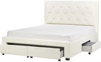Beliani Lievin Bett mit Schubladen, Samt, Hellbeige, 160x200cm (Lievin)