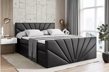 ALTDECOR Miltio-Z King Boxspringbett 180x200cm Kunstleder Schwarz H3/H4 mit Bettkasten (MILTIO-Z KING)