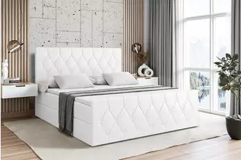 ALTDECOR Velanto Boxspringbett mit Bettkasten 180x200cm Wei&szlig; Kunstleder (VELANTO)