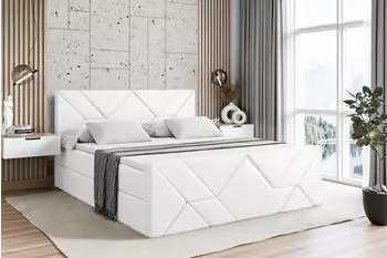 ALTDECOR BARWA-Z Boxspringbett mit Fu&szlig;teil, Kunstleder Wei&szlig;, 160x200cm (BARWA-Z)