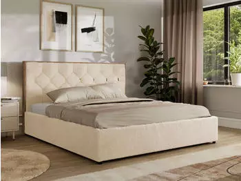 MKS Meble Larino Classic Polsterbett mit Bettkasten & Lattenrost, Creme Pl&uuml;sch, 140x200cm