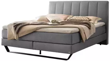 Hasena Pronto Ambra Boxspringbett Stoff grey, Metallkufe schwarz, 200x200cm
