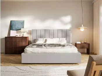 Selsey Togents Polsterbett 160x200cm Chenillebezug Bettkasten LED Taupe