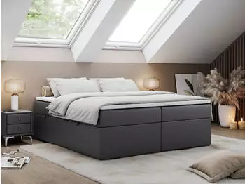 MKS Meble BESS Boxspringbett mit Bettkasten 140x200cm Dunkelgrau H3