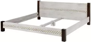 Massivmoebel24 Castle-Antik Doppelbett Akazie/Mango 200x200cm weiß gewachst (05-638-810-1020)