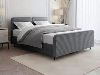 Beautysofa LEA Polsterbett mit Bettkasten & Gaslift, Rippstoff Dunkelgrau, 180x200cm (Tilia 90)