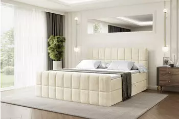 ALTDECOR Miami-Z Boxspringbett mit Fu&szlig;teil, Bettkasten, Beige, 120x200cm (MIAMI-Z)