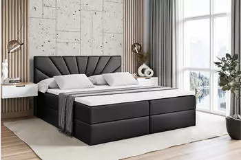 ALTDECOR Miltio Boxspringbett mit Matratze H3, Topper & Lattenrost, Kunstleder Schwarz, 200x200cm