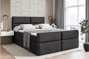 ALTDECOR BOXI3-Z King Boxspringbett 160x200cm Samt Schwarz H3/H4 mit Bettkasten