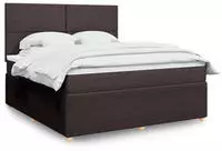 vidaXL Boxspringbett mit Matratze Dunkelbraun 180x200 cm Stoff