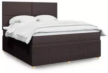 vidaXL Boxspringbett mit Matratze Stoff Dunkelbraun 180x200cm (3292131)