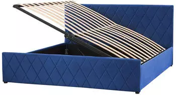 Beliani Rochefort Polsterbett mit Bettkasten Samt 180x200cm Marineblau (ROCHEFORT)
