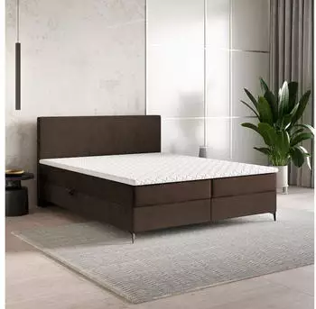 Masseno TORREL Boxspringbett 180x200cm mit Bonell-Matratze und Topper, Braun (TORREL 180X200 CM POSO 06 + KRONOS 06)