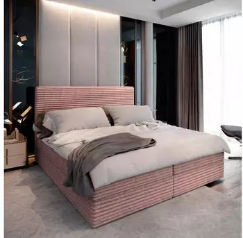 Masseno Pisa Boxspringbett mit Bettkasten 140x200cm, Bonell Matratze & Topper, Rosa (TILIA 62)