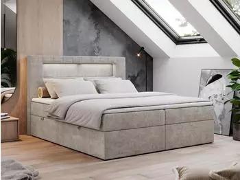 MKS Meble Gold-5 Boxspringbett mit LED, Beige, 120x200cm (GOLD5)